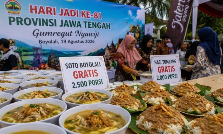 Hari Jadi ke-81 Jawa Tengah Dipusatkan di Boyolali: Sederhana Penuh Makna, 4.500 Porsi Kuliner Khas Dibagikan Gratis